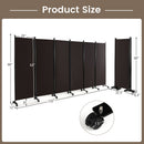 6 Panel Rolling Room Divider on Wheels - 5.7 Feet Tall