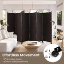 6 Panel Rolling Room Divider on Wheels - 5.7 Feet Tall