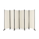 6 Panel 5.7 Feet Tall Rolling Room Divider on Wheels
