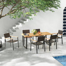 6-Person Acacia Wood Outdoor Dining Table with 2 Inch Umbrella Hole