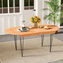 6 Person 71 Inch Patio Dining Table with Teak Wood Tabletop