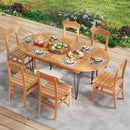6 Person 71 Inch Patio Dining Table with Teak Wood Tabletop