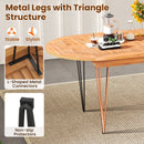 6 Person 71 Inch Patio Dining Table with Teak Wood Tabletop