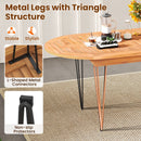 6 Person 71 Inch Patio Dining Table with Teak Wood Tabletop