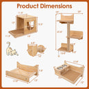 6 Pieces Cat Wall Furniture Set Kitten Wall Mounted Shelves-Natural