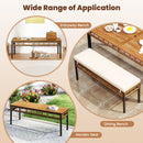 Wicker Patio Bench for 2 People 48invh Long Backless Dining Bench with Acacia Wood Seat-White