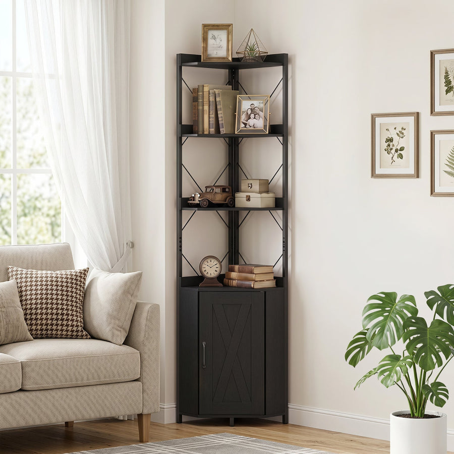6-Tier Corner Bookshelf with Cabinet 71