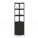 6-Tier Corner Bookshelf with Cabinet 71" Tall Metal Frame