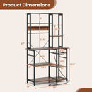 6-Tier Bakers Rack with Power Outlet Stand Wooden Open Shelves