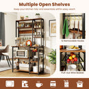 6-Tier Bakers Rack with Power Outlet Stand Wooden Open Shelves