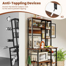 6-Tier Bakers Rack with Power Outlet Stand Wooden Open Shelves