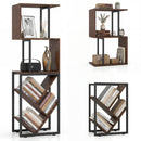 6-Tier Bookshelf Floor Standing Tree S-Shaped Geometric Bookcase with Open Shelves-Brown