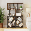 6-Tier Bookshelf Floor Standing Tree S-Shaped Geometric Bookcase with Open Shelves-Brown