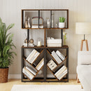 6-Tier Bookshelf Floor Standing Tree S-Shaped Geometric Bookcase with Open Shelves-Brown