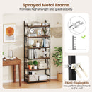 6-Tier Bookshelf Industrial Bookcase with 2 Anti-Tipping Kits and Metal Frame-Rustic Brown