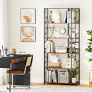 6-Tier Bookshelf Modern Geometric Bookcase with Heavy-duty Metal Frame and Anti-tipping Kits