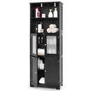6-Tier Freestanding Bathroom Cabinet with 2 Open Compartments and Adjustable Shelves