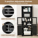 6-Tier Freestanding Bathroom Cabinet with 2 Open Compartments and Adjustable Shelves