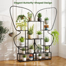 6-Tier Metal Plant Stand Ladder Display Rack with Hanging Hooks-Black