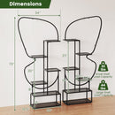 6-Tier Metal Plant Stand Ladder Display Rack with Hanging Hooks-Black