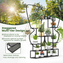 6-Tier Metal Plant Stand Ladder Display Rack with Hanging Hooks-Black