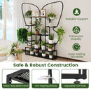 6-Tier Metal Plant Stand Ladder Display Rack with Hanging Hooks-Black