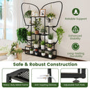 6-Tier Metal Plant Stand Ladder Display Rack with Hanging Hooks-Black