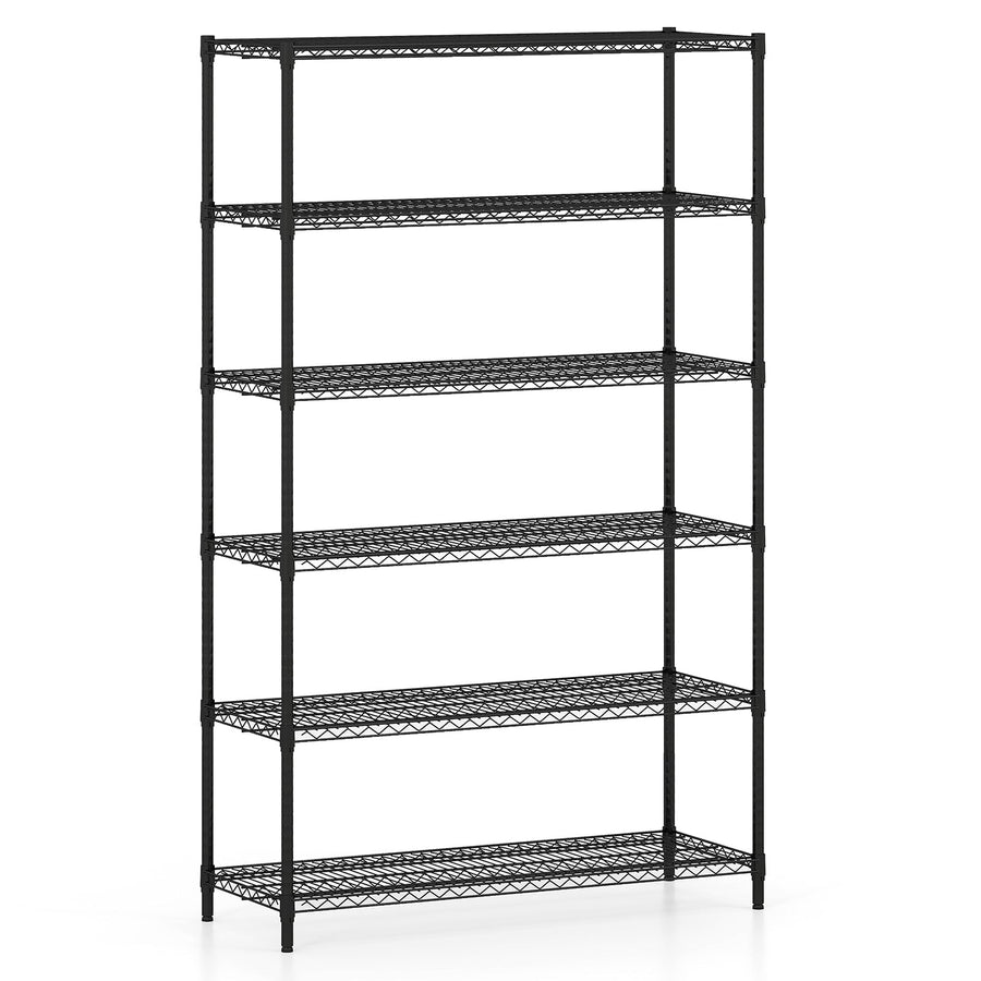 6-Tier Metal Storage Shelving Unit with V-Shaped Wire Rack for Home Garage-Black