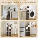 5-Tier Narrow Bathroom Storage Cabinet with Drawers and Tissue Box