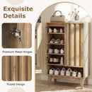 6-Tier Shoe Storage Organizer with 2 Fluted Doors-Oak