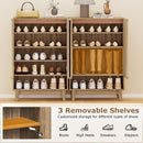 6-Tier Shoe Storage Organizer with 2 Fluted Doors-Oak