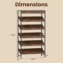 6-Tier Tall Freestanding Bookshelf with Angled Shelves for Home Office-Rustic Brown