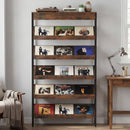 6-Tier Tall Freestanding Bookshelf with Angled Shelves for Home Office-Rustic Brown