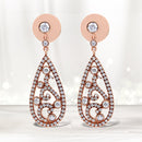 18K Rose Gold 1 1/4 Cttw Diamond Teardrop Shaped Drop and Dangle Screw Back Stud Earring (F-G Color, VS1-VS2 Clarity)