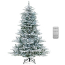 6 Feet Snow Flocked Artificial Christmas Tree with Cool White LED Lights