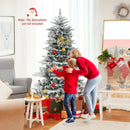 6 Feet Snow Flocked Artificial Christmas Tree with Cool White LED Lights