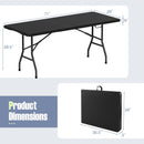 6 ft Portable Folding Table 350 LBS Fold-in-Half Table with HDPE Tabletop