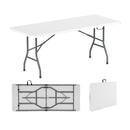 6 ft Portable Folding Table 350 LBS Fold-in-Half Table with HDPE Tabletop