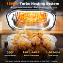 6-in-1 Portable Glass Air Fryer 1500W Dual Containers with Lids Dishwasher Safe