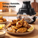 6-in-1 Portable Glass Air Fryer 1500W Dual Containers with Lids Dishwasher Safe