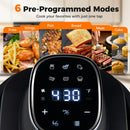 6-in-1 Portable Glass Air Fryer 1500W Dual Containers with Lids Dishwasher Safe