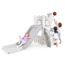 6-in-1 Toddler Slide L-shaped Playground with Basketball Hoop and Ladder