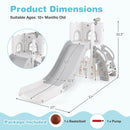 6-in-1 Toddler Slide L-shaped Playground with Basketball Hoop and Ladder