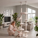 Floor-to-Ceiling Cat Tree with 6 Tiers and Hammock