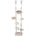 Floor-to-Ceiling Cat Tree with 6 Tiers and Hammock