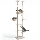 Floor-to-Ceiling Cat Tree with 6 Tiers and Hammock