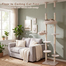 Floor-to-Ceiling Cat Tree with 6 Tiers and Hammock