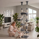 Floor-to-Ceiling Cat Tree with 6 Tiers and Hammock