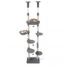 Floor-to-Ceiling Cat Tree with 6 Tiers and Hammock
