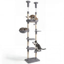 Floor-to-Ceiling Cat Tree with 6 Tiers and Hammock